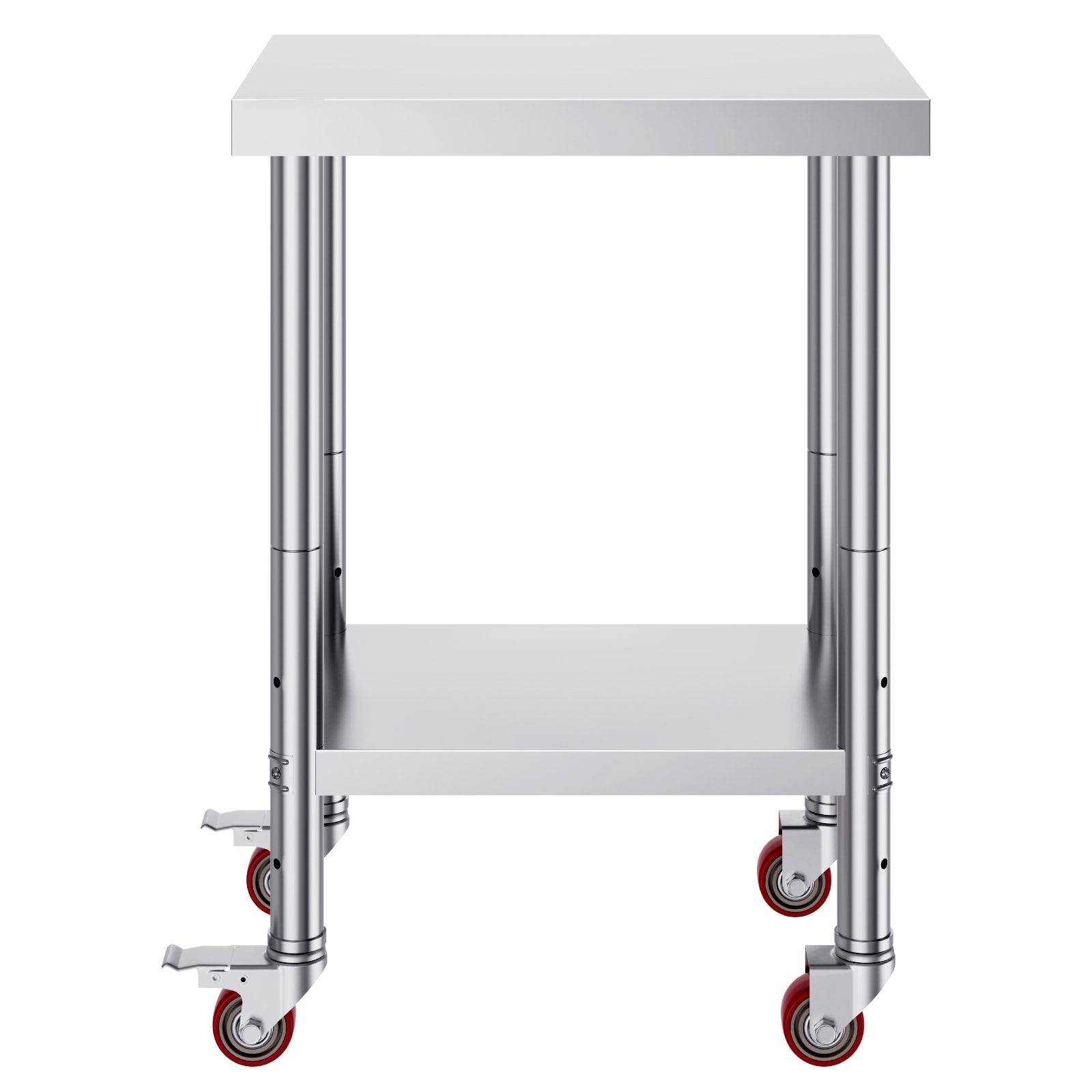 Stainless Steel Kitchen Prep Table With Adjustable Shelf And Wheels_voghion.com